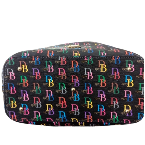 Dooney and Bourke Signature Monogram 2pc Rainbow Large Brenna Satchel - Picture 5 of 13